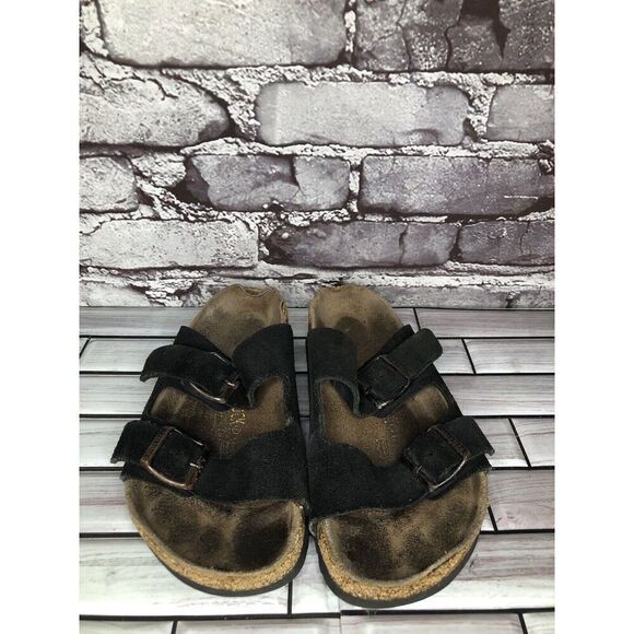 Birkenstock Arizona Black Suede Leather Cork Slides Sandals Women Sz 36EU/5M US - Picture 2 of 15